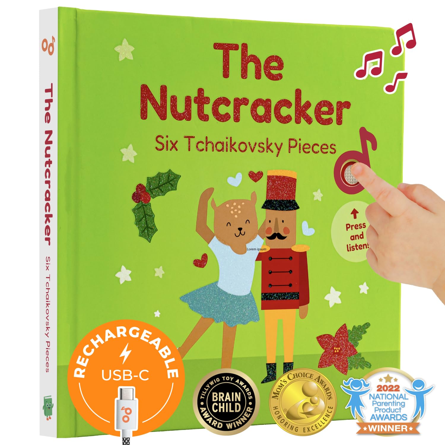 Cali'S Books The Nutcracker Book For Children | Rechargeable Usb Musical Book For Toddlers 1-3 | The 6 Excerpts From Tchaikovsky'S Nutcracker | Ballet Gift For Kids