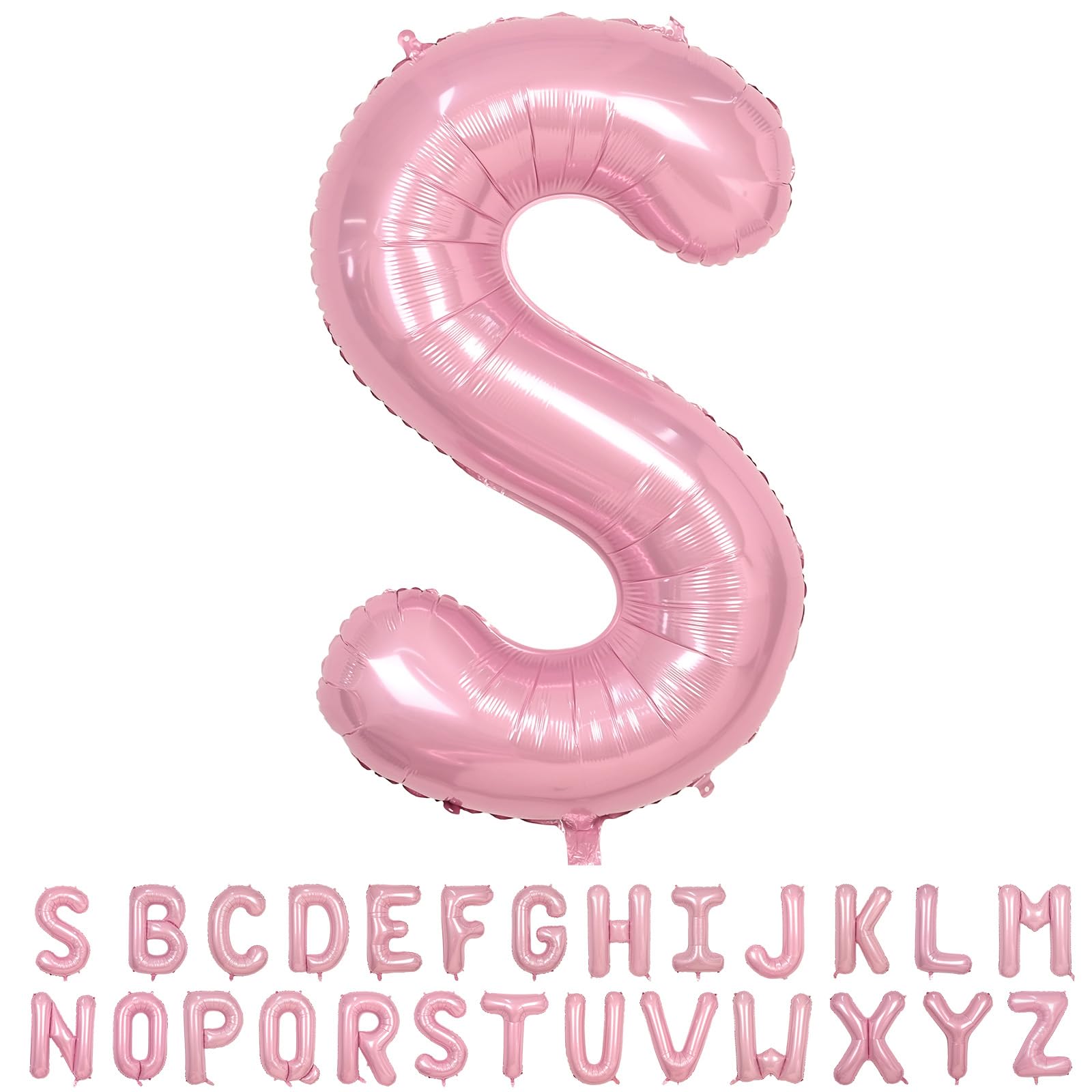40 Inch Pink Letter Balloons, Large S Letter Balloons Foil Helium Balloons, Mylar Big Single Alphabet S Balloons, Pink Balloon L