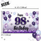 LASKYER Happy 98th Birthday Decorations,98th Purple Balloon Large Birthday Banner Backdrop Sign,98 Years Old Bday Party Supplies