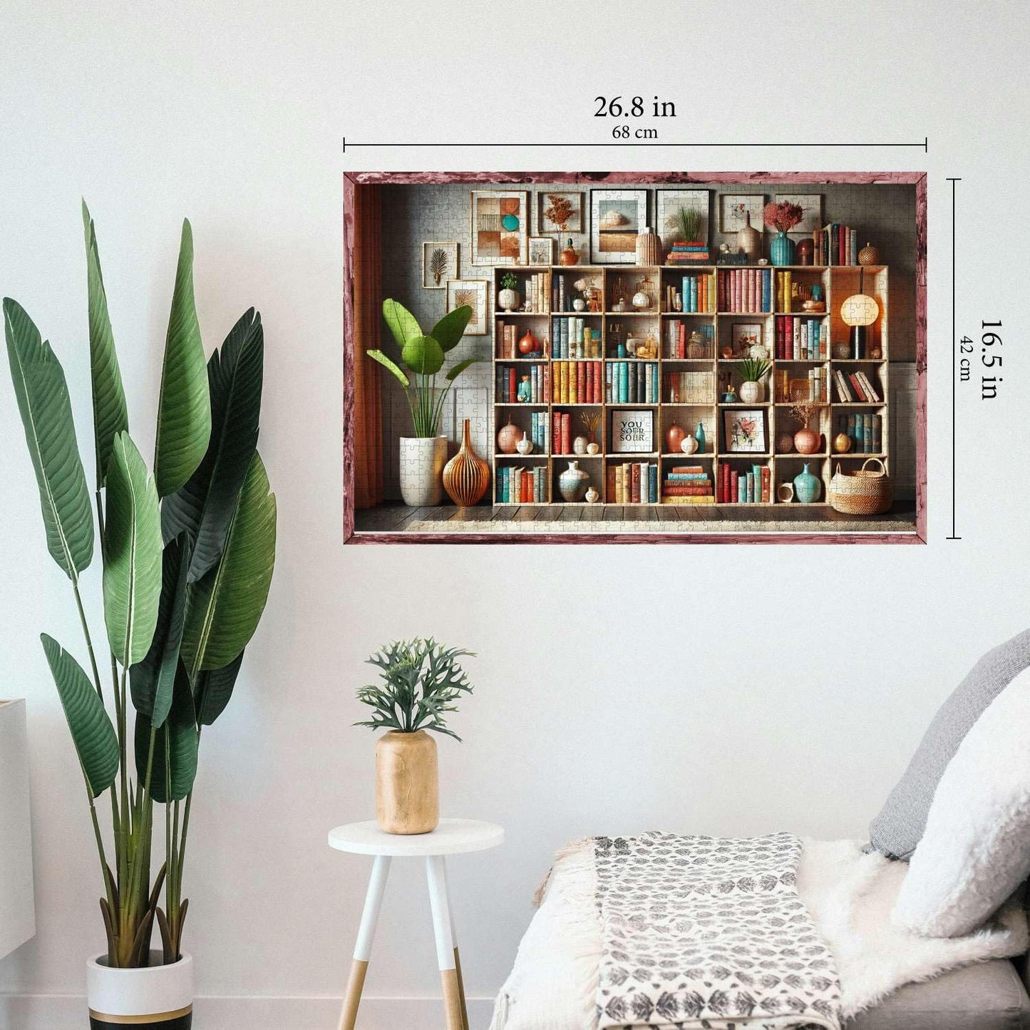Jigsaw Puzzles for mature-themeds 1000 Pieces - Challenging Colorful and Unique with Large Poster - Letters on Back - AI Art - Rompecabezas para mature-themedos - Gifts for mature-themed  Couples  Teens (Stylish Bookshelf)