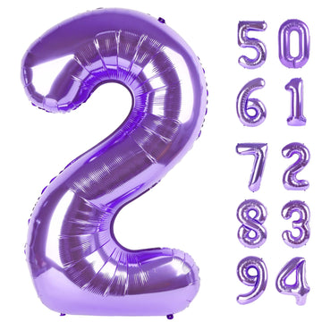 Purple 2 Balloon, Number Balloon 40 Inch, Two Balloon Number Birthday Decorations, Second 2Nd Birthday Party Supplies, Number 2