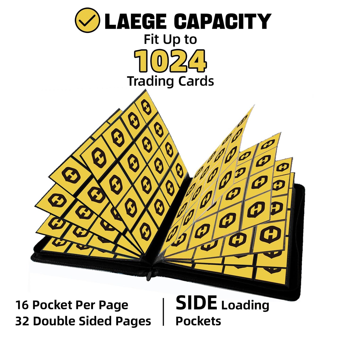 Hestech Premium 1000+ Pockets Card Binder, Trading Card Binder, Card Collection Binder 16 Pocket, Side Loading Card Binder With