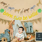 Sursurprise Born Two Be Wild Banner Gold Glitter Animal Print Cheetah Garland, Jungle Safari Theme Wild Two Second Birthday Part