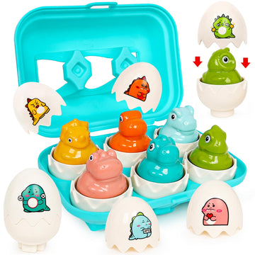 Fqkiomy Dinosaur Toys,Egg Toy For Toddlers 1-3,Montessori Sensory Early Educational Learning Shape Matching & Sorting Games Fine