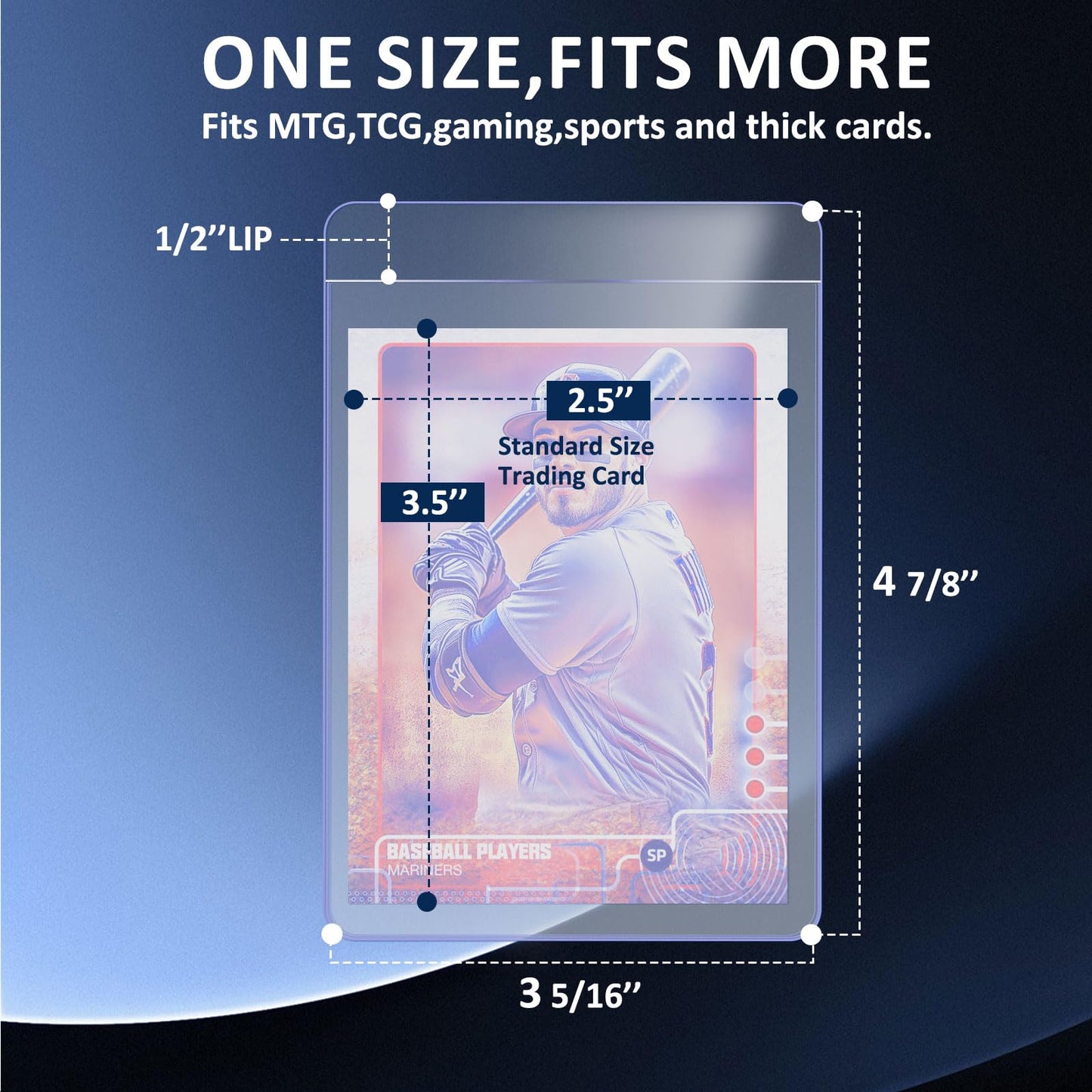 Kitoyz Semi Rigid Card Holder For Trading Cards,Penny Card Sleeves With 1/2 Lip Baseball Card Protector For Psa,Sgc,Bgs,Csg Grad