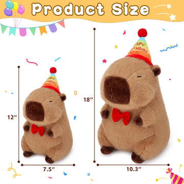 Achwishap Capybara Plush,Cute Plushies Capybara Stuffed Animal,Capybara Plush Toys,Kawaii Plush Stuffed Toy With Birthday Hat Pl