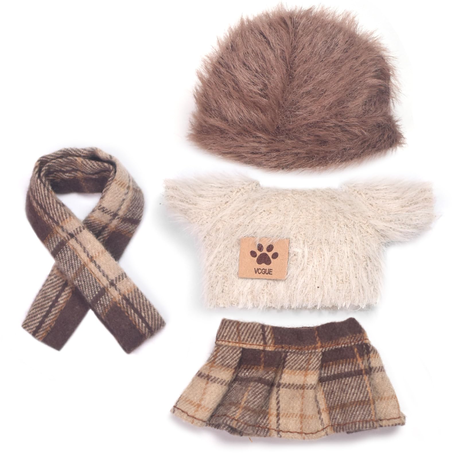 WASAFV Clothes for Labubu (NO Doll) fit 17cm(6.69'')  enhanced Outfit with Accessories  Soft & Stylish Hand-Woven Doll Set  Skirt