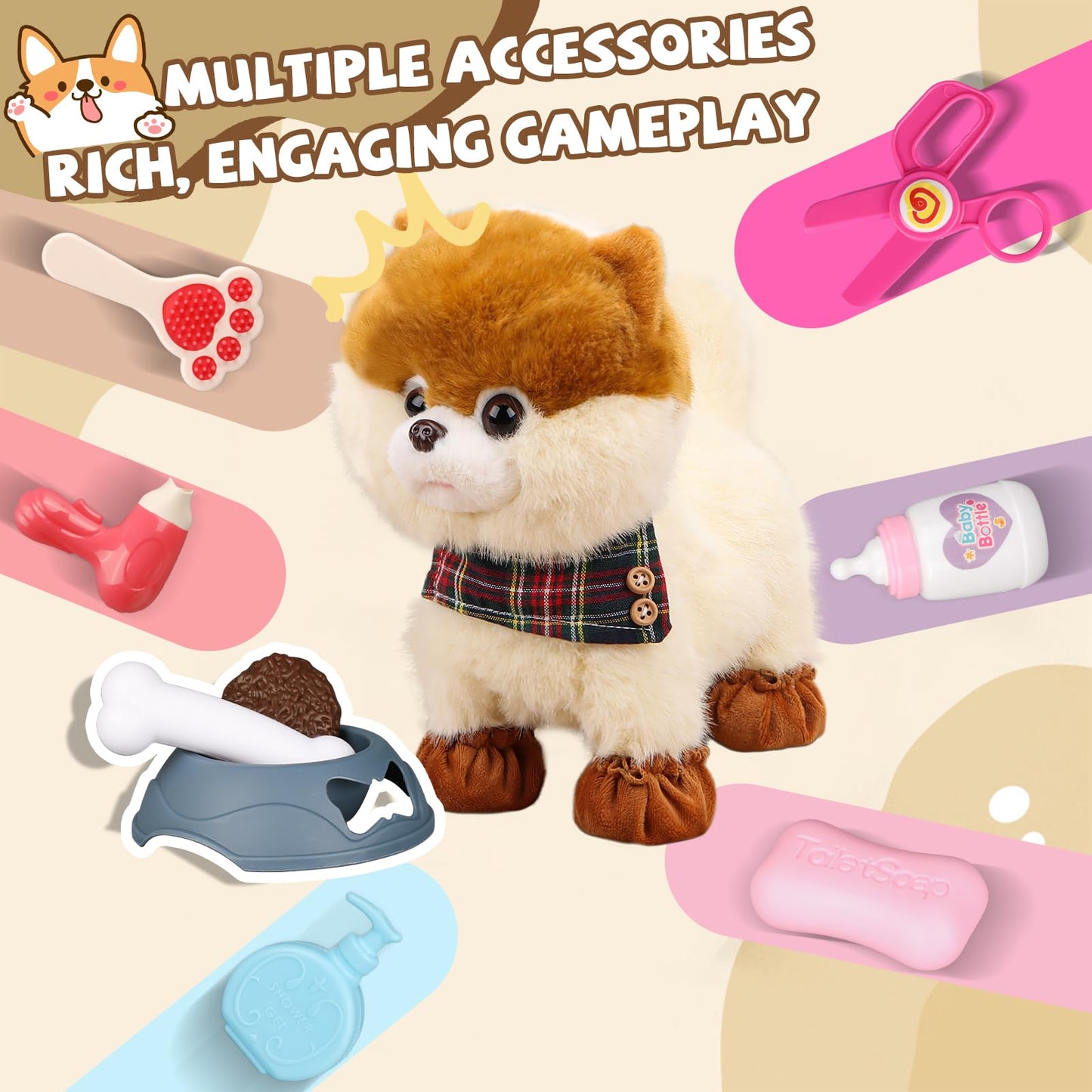 Bilinott Puppy Toys For Kids Aged 3-7, Interactive Toy Dogs That Walk And Bark And Wag Their Tails, Walking Dog Toys With Leash,