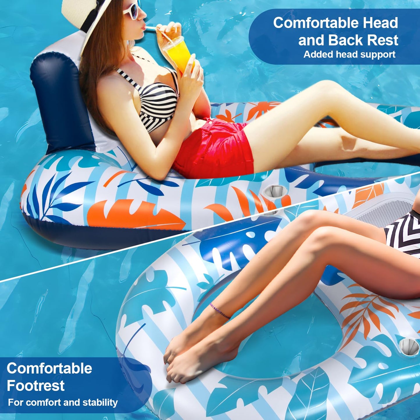OOOPSIUN Inflatable Pool Floats Lounger mature-themed - Water Swimming Pool Float Lounge Raft for Pool Party Supplies/Beach/Lake/Tanning Floats
