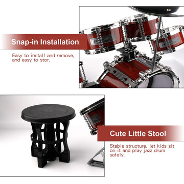 M Sanmersen Toddler Drum Kit Kids Toy Jazz Drum Set 5 Drums With Stool Mini Band Rock Set Musical Instruments Toy Birthday Gift