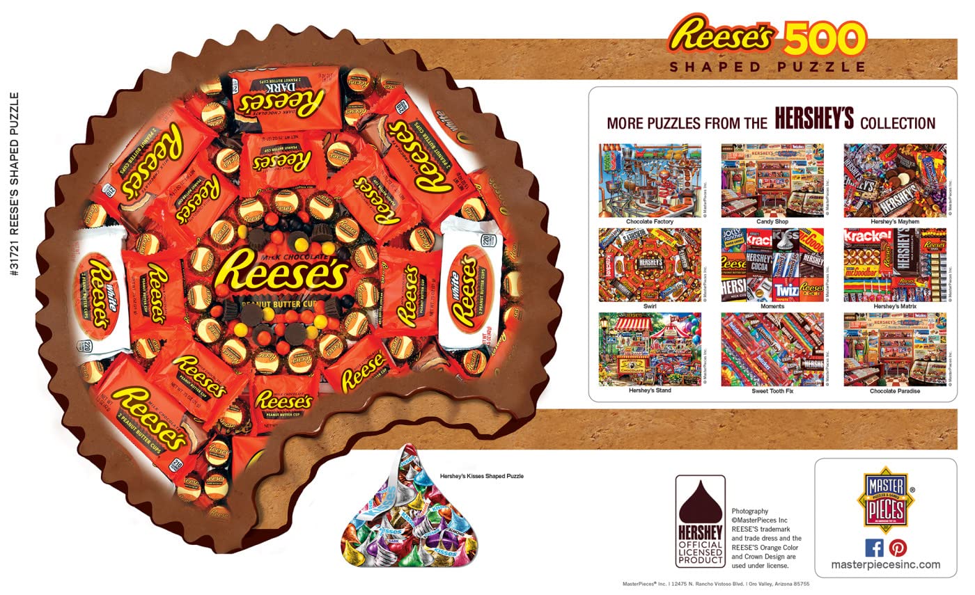 Masterpieces 500 Piece Jigsaw Puzzle For Adults, Family, Or Youth - Shaped Reese'S - 22'X22'