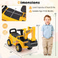 HONEY JOY Ride On Excavator for Toddlers - Outdoor Digging Toy, Yellow, No Power, Storage, Fun Construction Vehicle for Kids