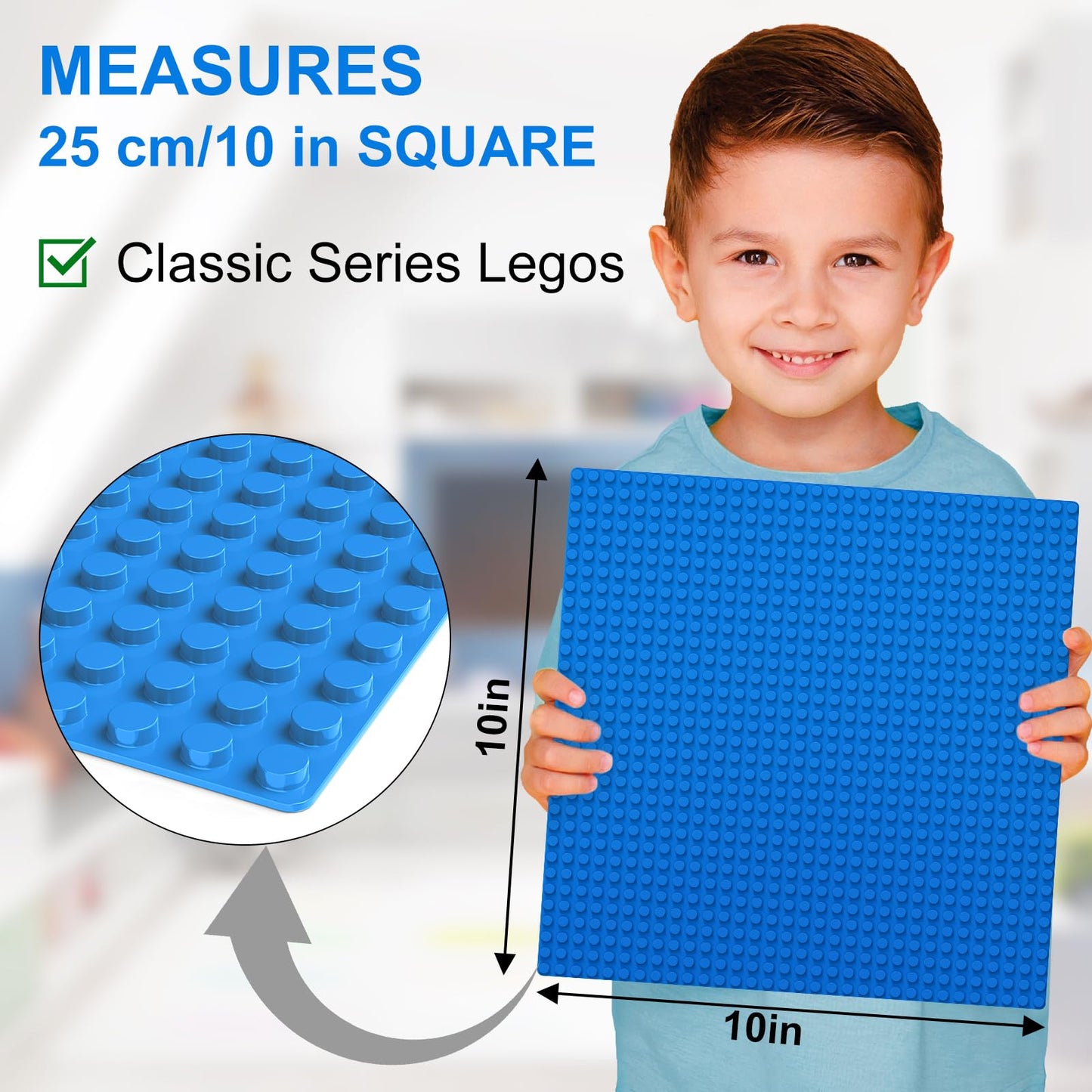 Pokiiulk Classic Baseplates Building Plates  2 Pack 10 x 10 Building Bases Compatible with All Major Brands  Classic Basplates for Bricks with 32 Studs (Blue)