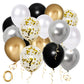 Black Gold Silver Party Balloons, 50Pcs 12 Inch Metallic Thicker Latex Confetti Balloons With Ribbon For Wedding Birthday Baby Shower Decorations (Blackgoldsilver50Pcs)