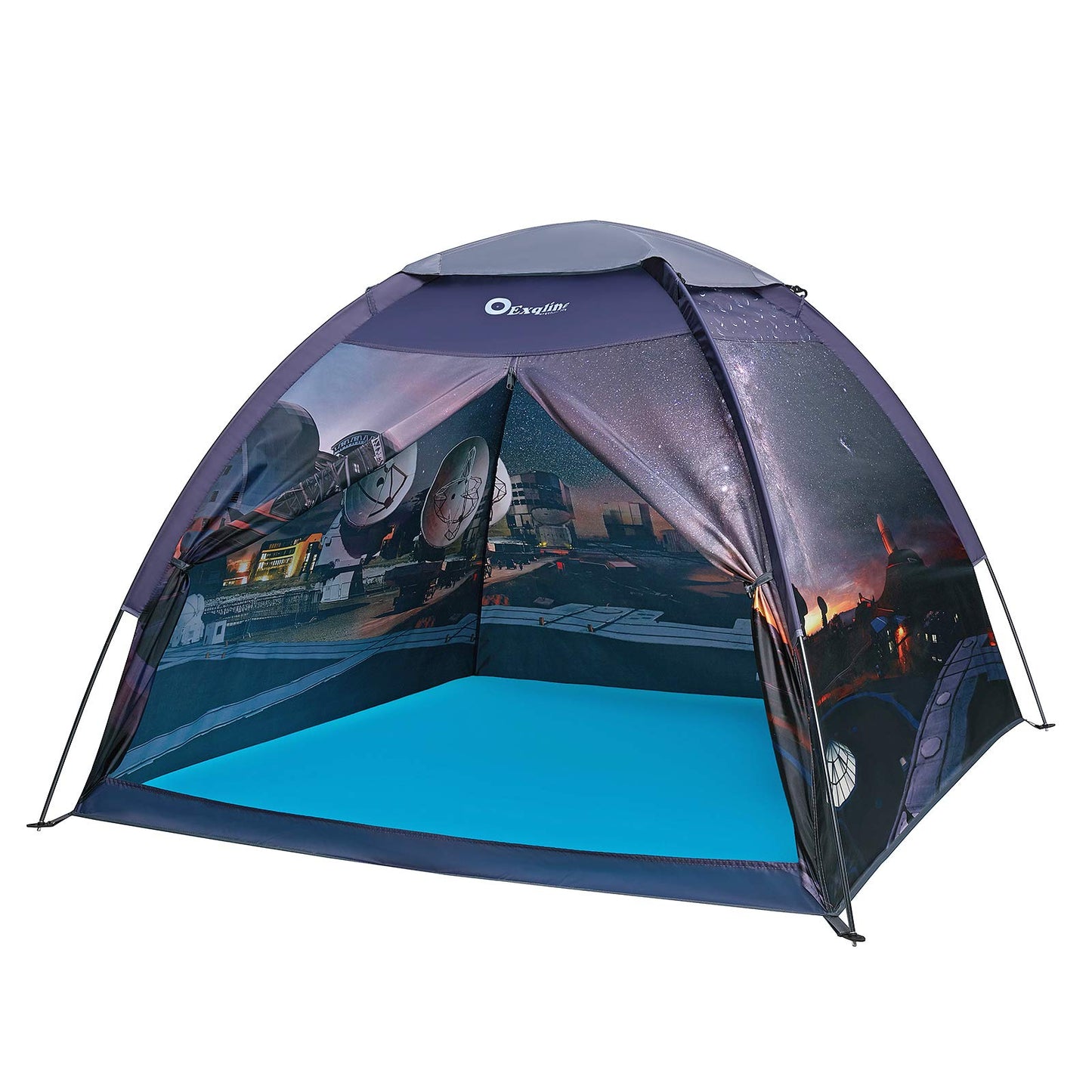 Exqline Kids Play Tent Indoor, Large Playhouse With Professional Aviation Aluminum Pole For Boys Girls, Indoor And Outdoor Space Theme Playing And Camping Tent, Gift For Kids - 60 X 60 X 46Inch