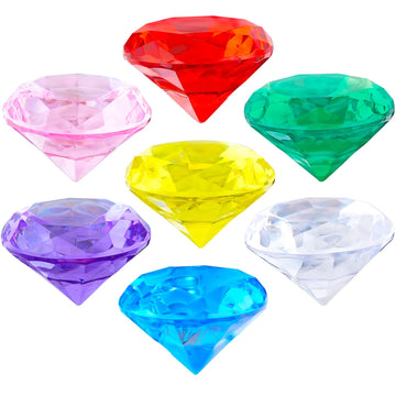 Niceup 60mm Giant Diving Gems 7PCS 2.36in Acrylic Gemstones Princess Party Favors Summer Swimming Training Pool Toys Red Blue Purple Green Clear Yellow Pink