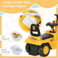 Homcom Ride On Excavator Pull Cart, Kids Digger Ride On Truck With Horn, Under Seat Storage, Sit And Scoot Pretend Play Toy Construction Car For Ages 18M+