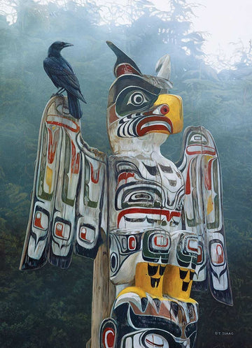 Cobble Hill 1000 Piece Puzzle - Totem Pole in The Mist - Paper Construction - Model 40169