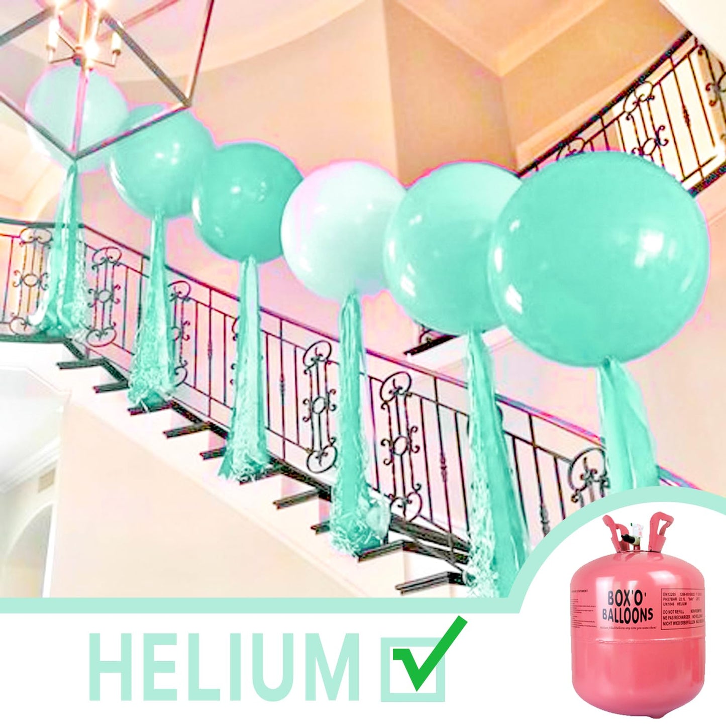 Partywoo Mint-Q03 4Pcs 36' Balloons, Ice Cream Theme, Latex, Jumbo, For Birthday, Wedding Decorations