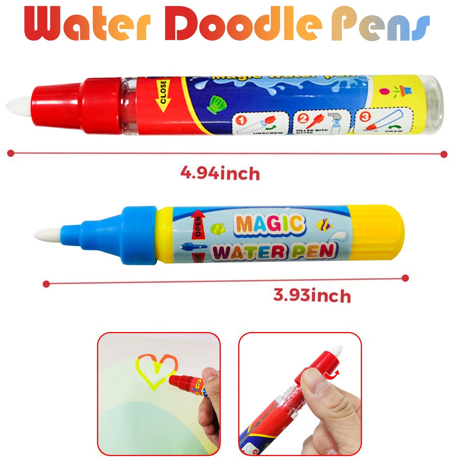 COSBAY Water Doodle Pens Replacement Water Pen, Drawing Doodle Pens for Aqua Water Doodle Mat (Multicolored-12pcs)