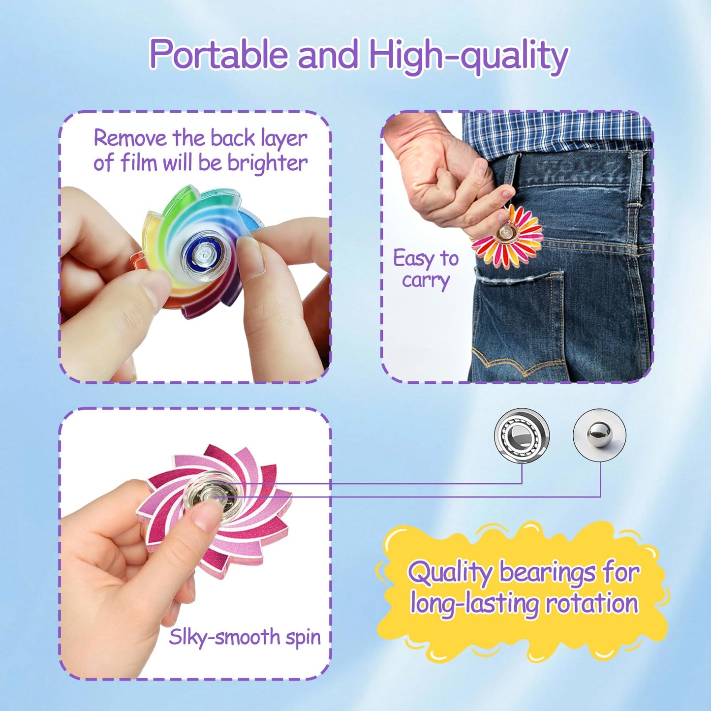 Funny Fidget Spinner Toys Bulk Mini 40 Pack,Birthday Gifts Party Favors Supplies Goodie Bags Stuffers for Kids Adults,Sensory To