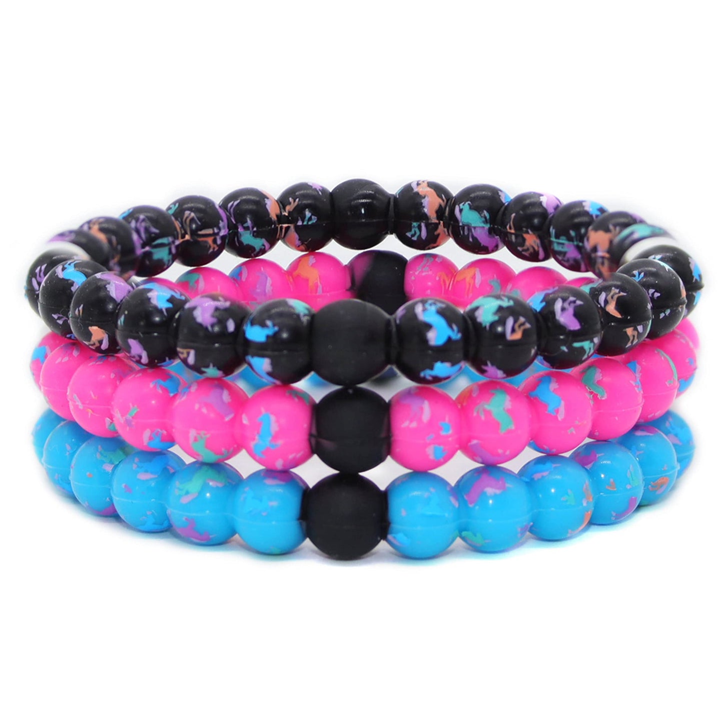 FROG SAC 3 PCS Unicorn Bracelets for Girls, Silicone Bubble Bracelet Pack for Kids, Unicorns Theme Birthday Party Favors and Goo
