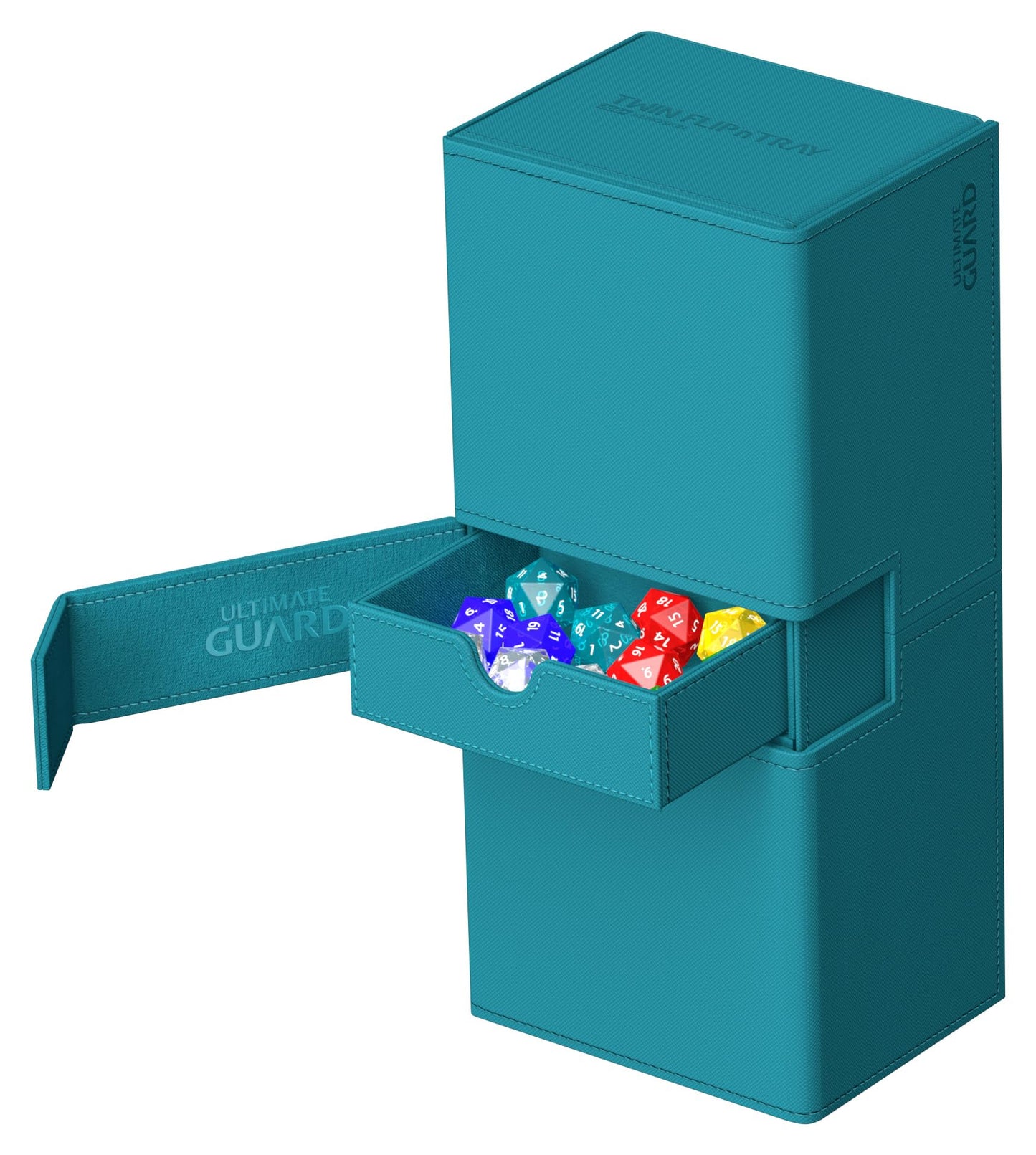 Ultimate Guard Twin Flip'N'Tray 266+, Deck Case For 266 Double-Sleeved Tcg Cards + Dice Tray, Petrol, Independent Magnetic Closu