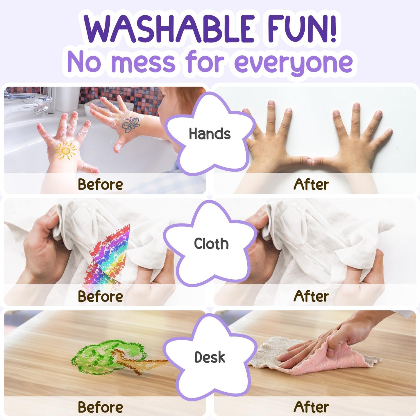 12 Rocket Crayons - Non Toxic, Washable - For Toddlers, Kids Ages 4-8 - Easy To Hold, Babys Crayons For Toddlers 3-10 Years