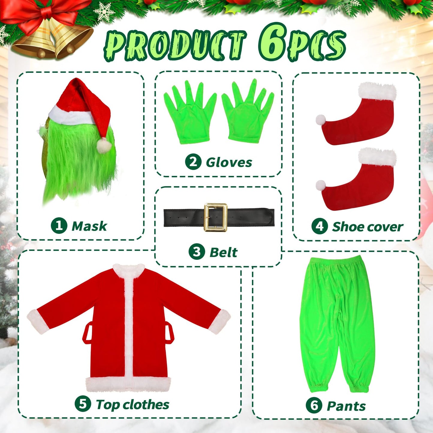 Brableewear Christmas Green Giant Monster Costume For Kids Boys Christmas Furry Suit Santa Outfits Christmas Cosplay Costume