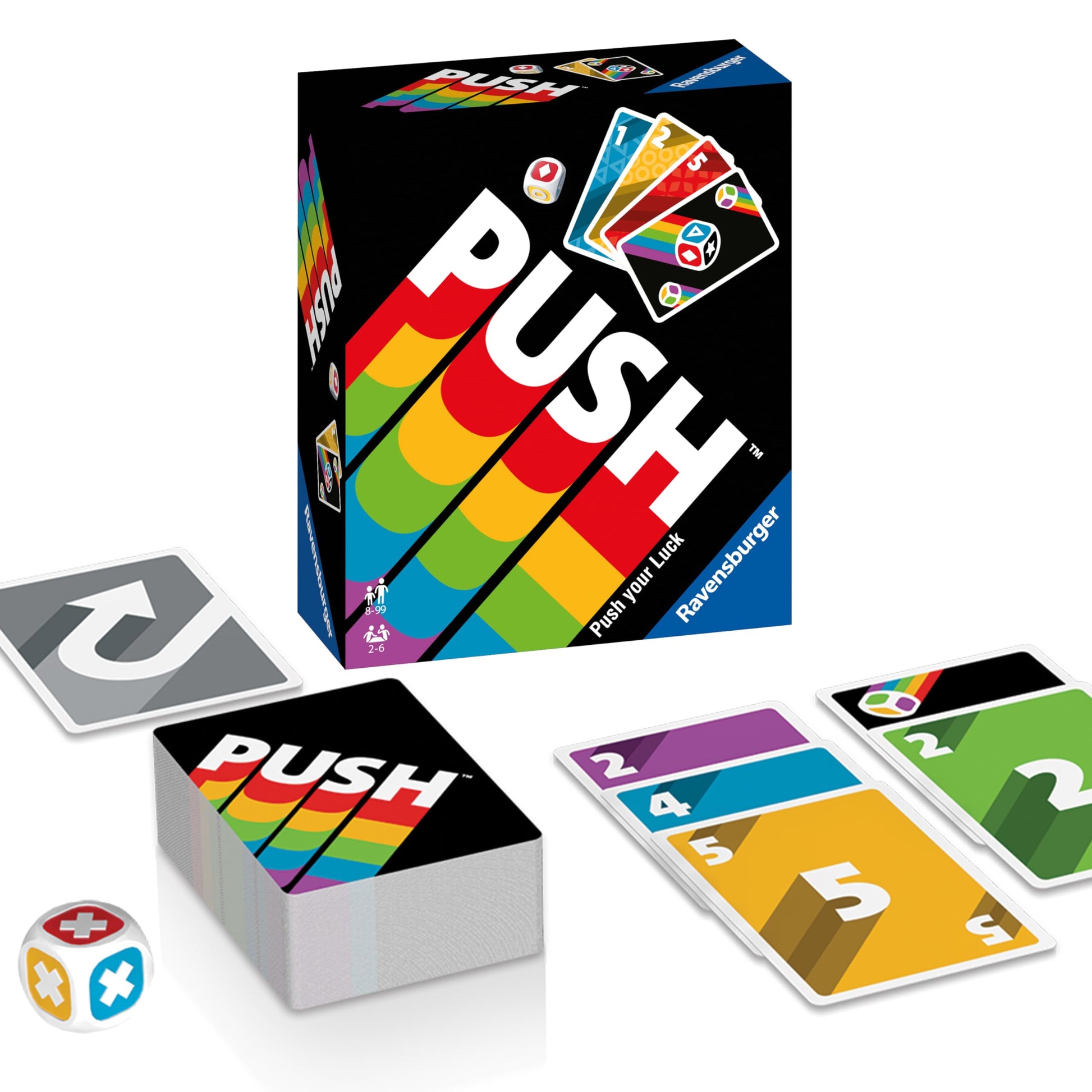 Ravensburger Push 2024 - Exhilarating Card Game for Family Fun - Suitable for 2-6 Players, Aged 8 and Up | Fast Paced | Easy to 