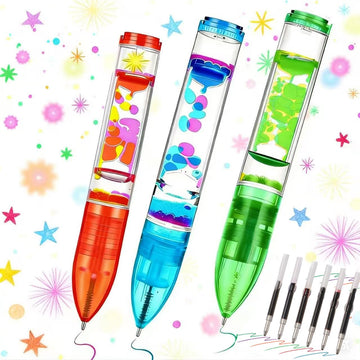 YUE MOTION Liquid Fidget Pens - Fun Pens Party Favor Toy - Liquid Motion Bubble Sensory toys for Kids and Adults-Colorful Liquid