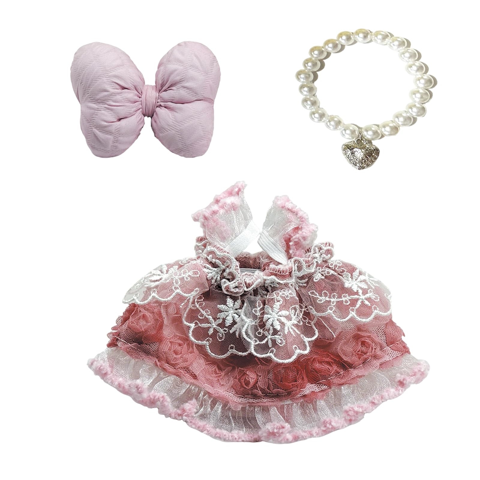 17cm Doll Clothes Set & Outfit Set for 17cm Dolls - enhanced Fashion Dresses with Accessories  elegant Chic Doll Clothing & Style Bundle Lace Pink