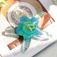 Qf Glass Star Fish, Crystal Handmade Glass Blown Table Decor, Starfish Figurine, Collectible Ornament,Clear And Green