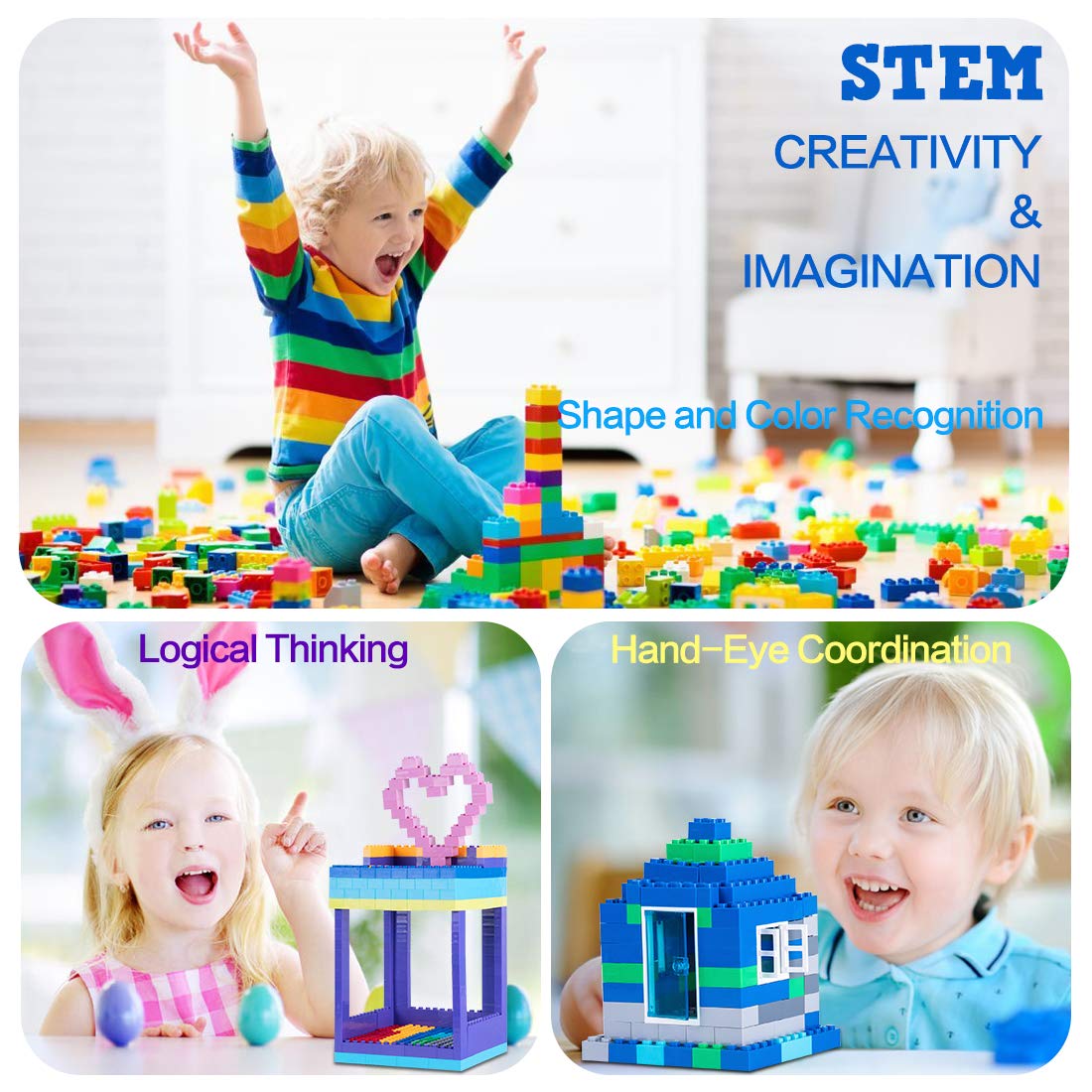 Anksono 1500 Pieces Building Bricks For Kids With Doors,Windows,Wheels,Tires,Axles, Classic Building Bulk Blocks Compatible With