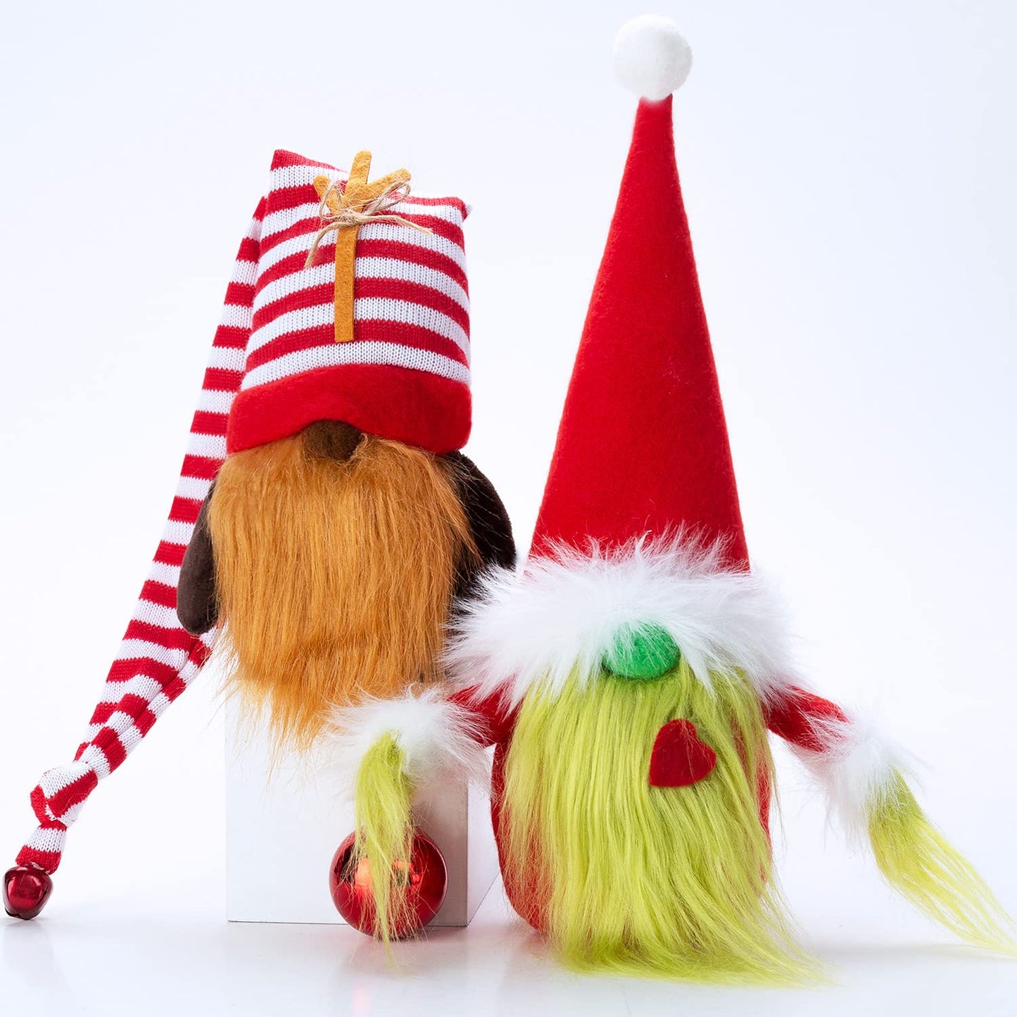 Bwfy Christmas Gnomes Decorations 2-Pack Handmade Swedish Tomte Plush Gnomes Scandinavian Santa Elf Christmas Table Tiered Tray