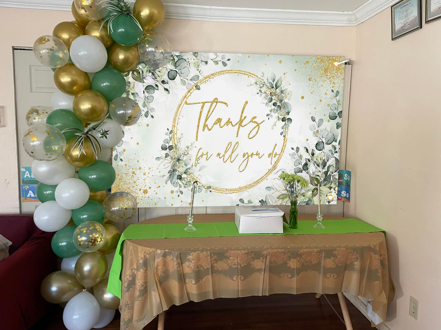 Avezano Thanks for All You Do Banner Thank You Party Backdrop Sage Green Employee Retirement Appreciation Party Decorations Than