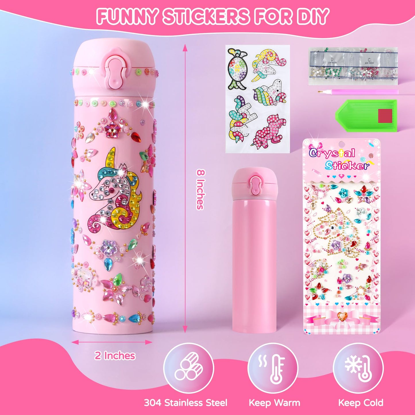 Unicorn Gifts for Girls, 10 PCS Unicorn Toys with Light Up Star Pillow Plush Diary DIY Water Bottle Kits for Birthday, Christmas