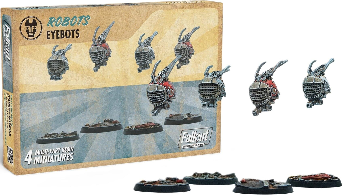 Modiphius Entertainment: Fallout: Wasteland Warfare - Robots: Eyebots - 4 Figures, 32Mm Unpainted Resin Rpg Miniatures, Nuka World, Tabletop