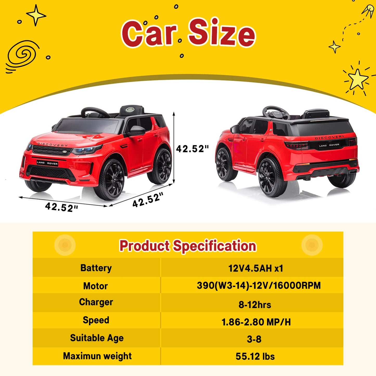Licensed Land Rover Kids Electric Car, 12V Ride On Toy For Kids 3-8, Electric Car With Parent Remote Control, Music Player, Mp3
