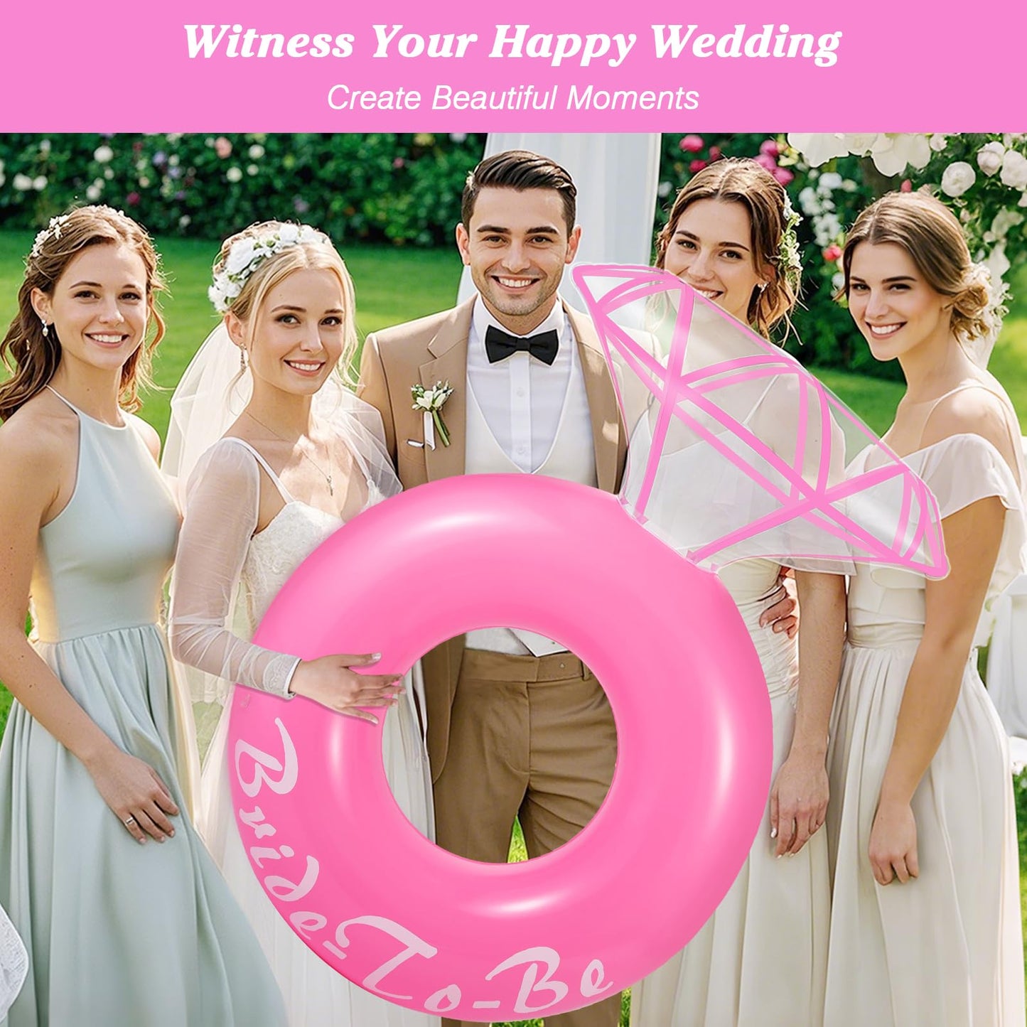 MoKo Diamond Pool Floats Adults, Bachelorette Party Decorations, Romantic Diamond Swim Ring Float for Summer Beach Party, Engage