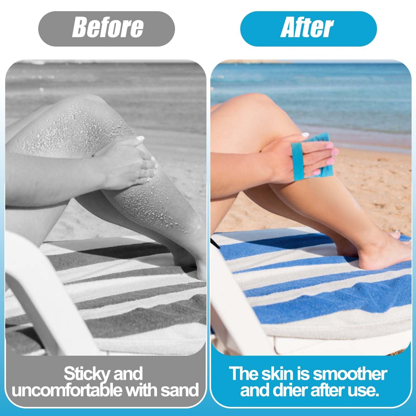 Palksky 4PCS Sand Remover for Beach, Sand Removal Bag,Powder Pouch Sand Remover Brush Beach Vacation Camping Essentials(Talc-Fre