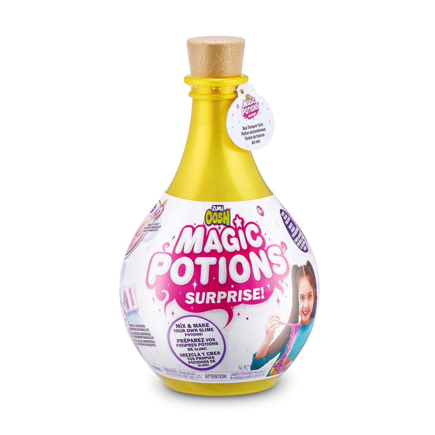 ZURU Oosh Potions Slime Surprise DIY Kit - Yellow, 330g, Plastic, Model 8629B, Includes Sparkles, Beads, and Glitter for Kids Ages 6+