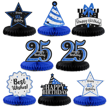 LASKYER Happy 25th Birthday Party Decorations, Glitter Shiny Honeycomb Table Centerpieces 25 Years Old Birthday Party Photoprop 