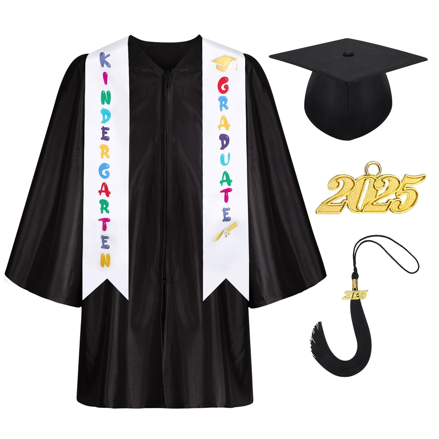 Fingertip Wd 2025 Kindergarten Graduation Cap And Gown Tassel Set For Kindergarten Preschool Toddler Children(Black 27)