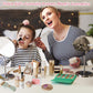 Smartwo Wooden Makeup Toy Set for Toddler Pretend Play 22 PCS Wood Beauty Salon Toys Cute Wooden Makeup Kit with Realistic Acces