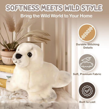 Forest & Twelfth 12'' Stuffed Harp Seal Plush, Heirloom Collection Stuffed Animal, Premium Materials, Best Gift For Kids Age 3+,
