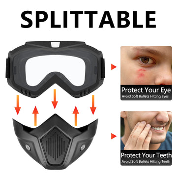 YScare Tactical Mask Compatible with Nerf Rival, Apollo, Zeus, Khaos,Atlas, & Artemis Blasters Rival Airsoft Mask,Black Detachab