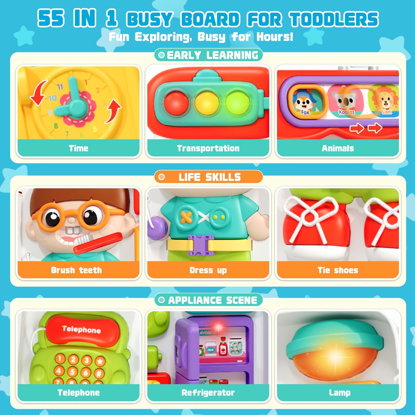 Busy Board Montessori Toys For 1 2 Year Old Boys Girls, Bilingual Learning Sensory Toys For Toddlers 1-3, Baby Musical Travel To