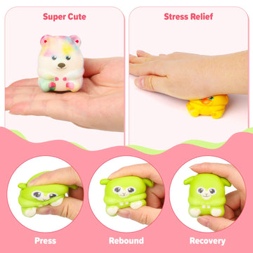 Gralima Valentines Day Gifts For Kids, 24Pcs Valentines Day Cards For Kids School With Cute Animal Squishy Toys, Valentines Gift
