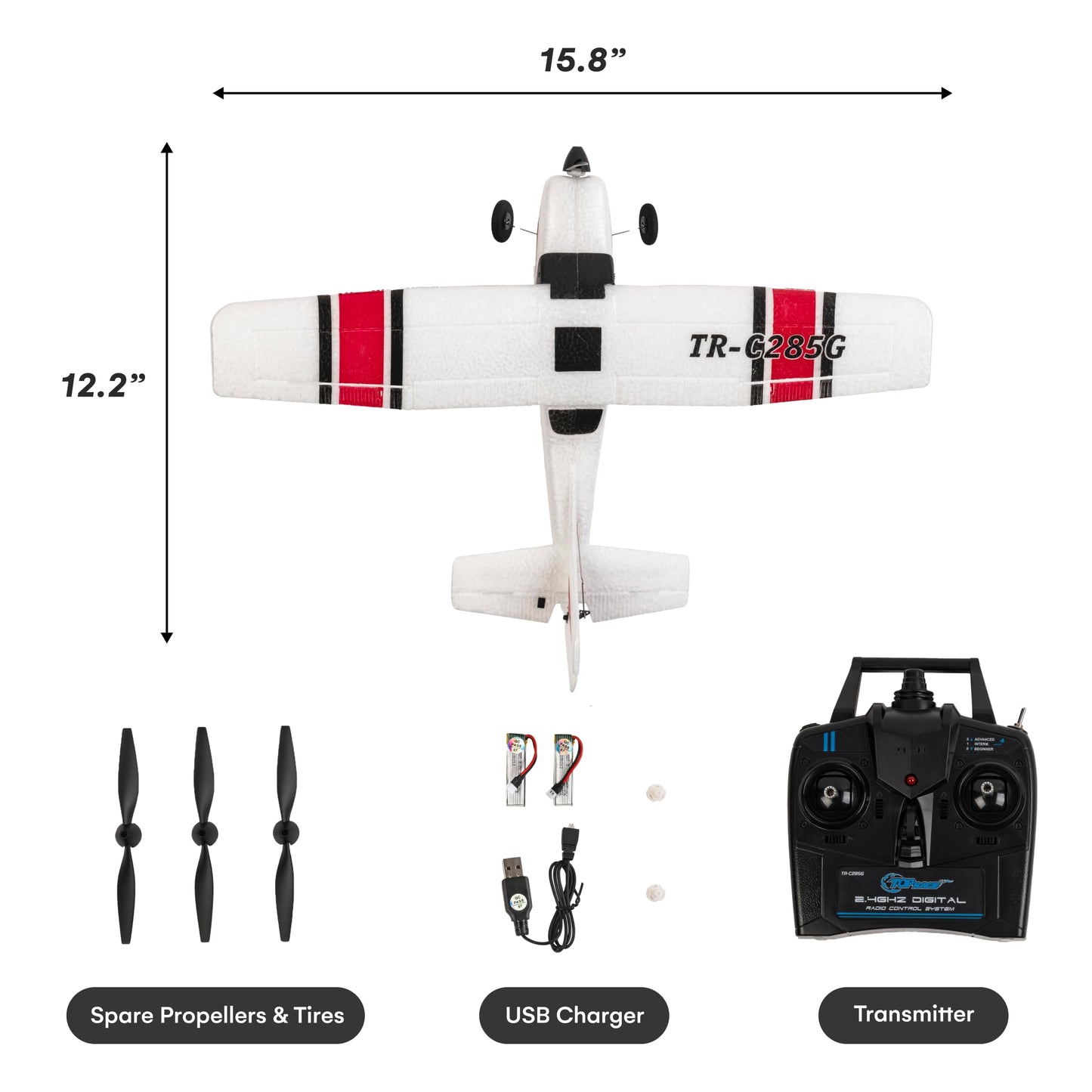 Top Race Remote Control Plane - 3 Channel Rc Airplane With Propeller Saver - Easy To Fly - Durable Construction - Suitable For A